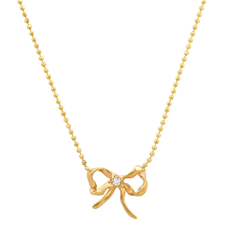 Ladies necklaces bold chains -Diamond bow necklace