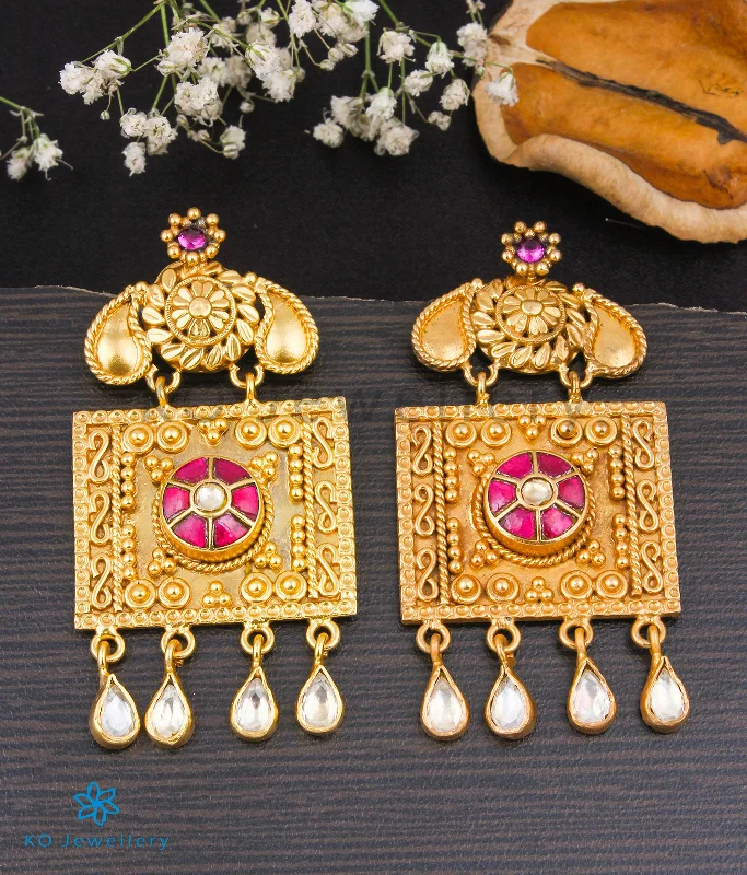 ladies-wedding-crystal-earrings-The Deepshika Silver Kundan Earrings