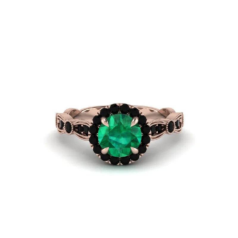 engagement-princess-cut-pearl-ring-Round Cut Emerald Radiant Eternity Engagement Ring - Kamryn No. 35