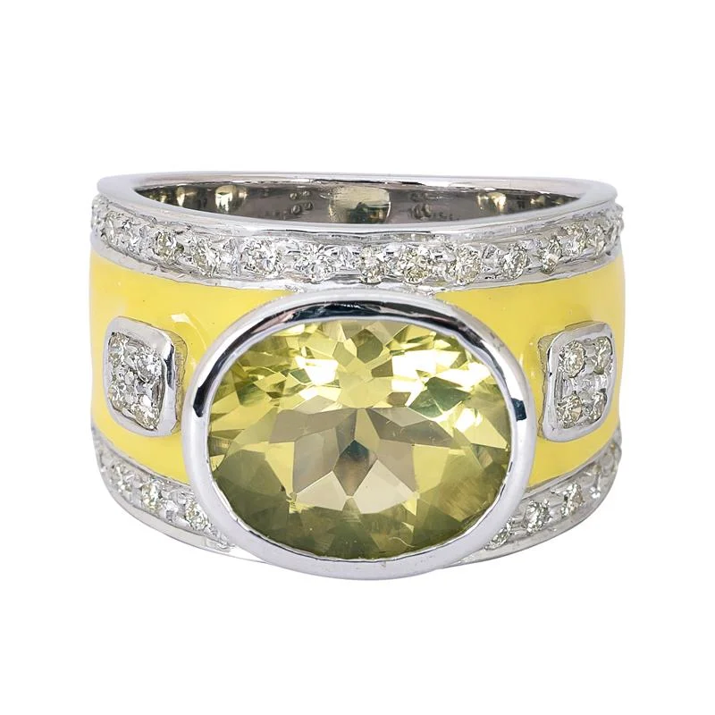 ladies-pear-cut-rings-Ring- Lemon Quartz and Diamond (Enamel)  (265ES)