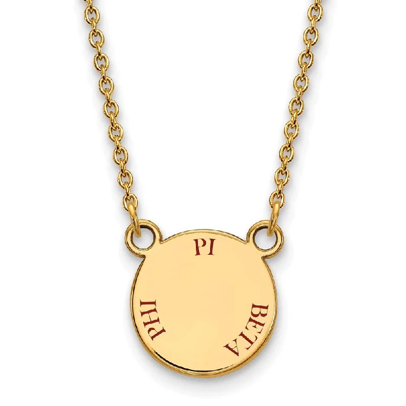 Ladies necklaces with infinity symbol -14K Plated Silver Pi Beta Phi Small Red Enamel Necklace