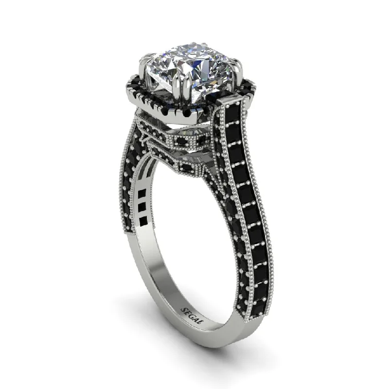 engagement-luxury-diamond-ring-Diamond Three Halo Milgrain Engagement Ring - Mira No. 33