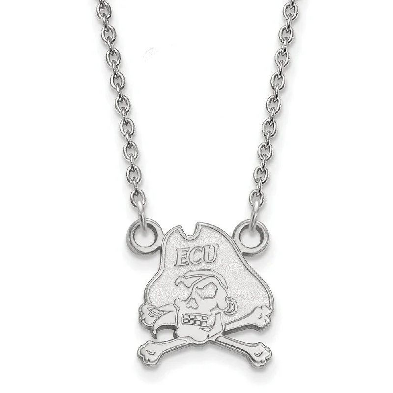 Ladies necklaces hypoallergenic metal -Sterling Silver East Carolina U Small Pirate Pendant Necklace