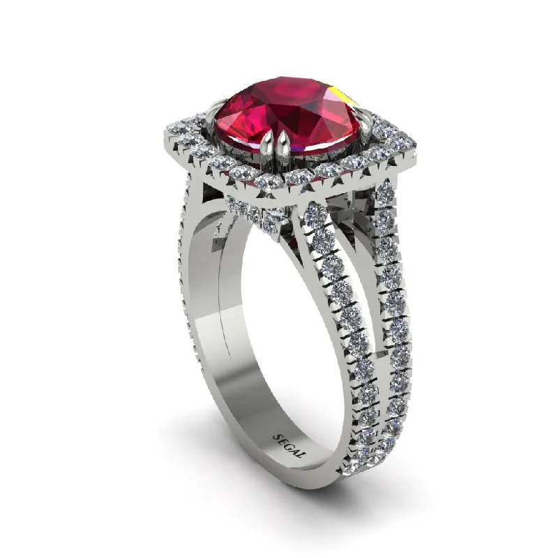 engagement-luxury-diamond-ring-Ruby Pave Split Shank Engagement Ring - Averie No. 12