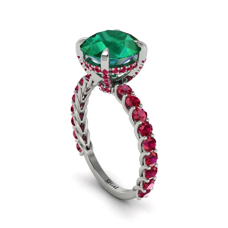 engagement-radiant-cut-diamond-ring-Emerald Twisted Band Halo Engagement Ring - Avianna No. 51