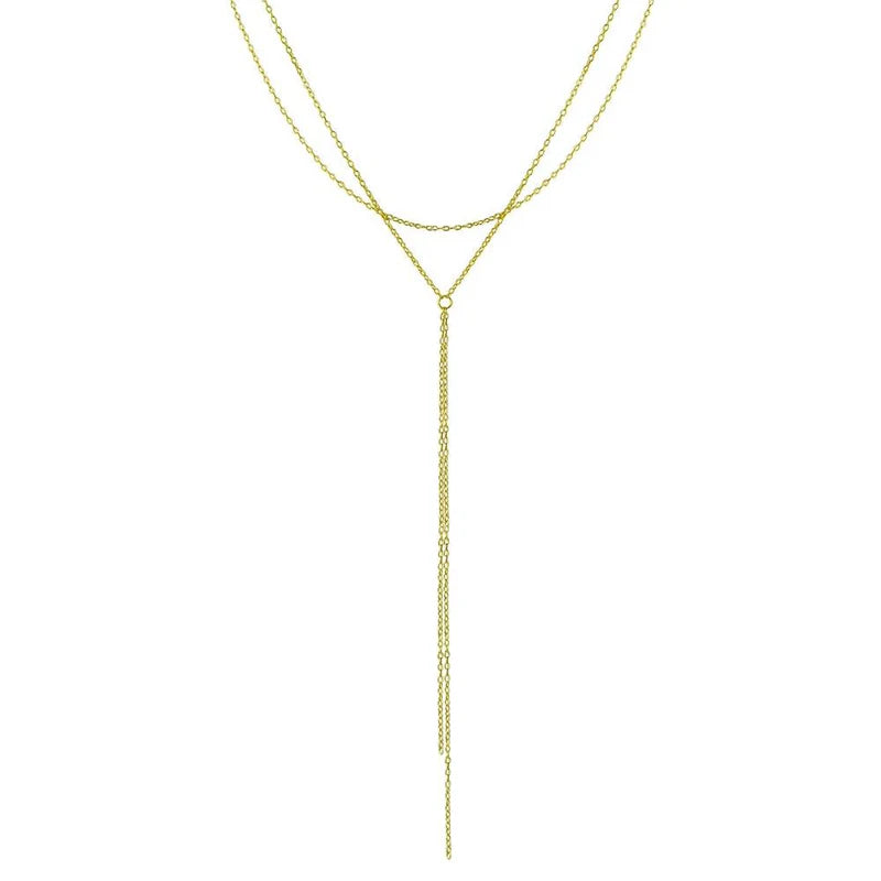 Ladies necklaces with fairy pendants -Gold Plated 925 Sterling Silver Dangling Chain Necklace