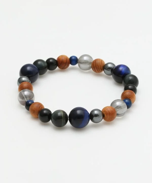 Ladies bracelets simple cuffs -威風堂々 - Lapis Tiger Eye Bracelet